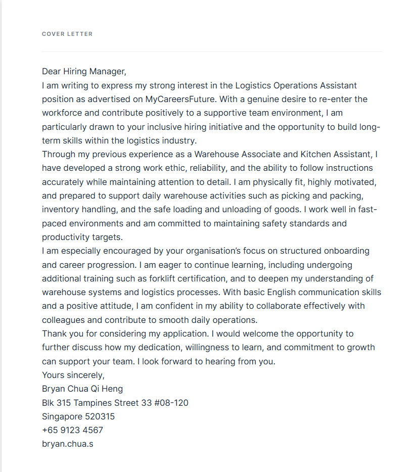 Cover letter preview