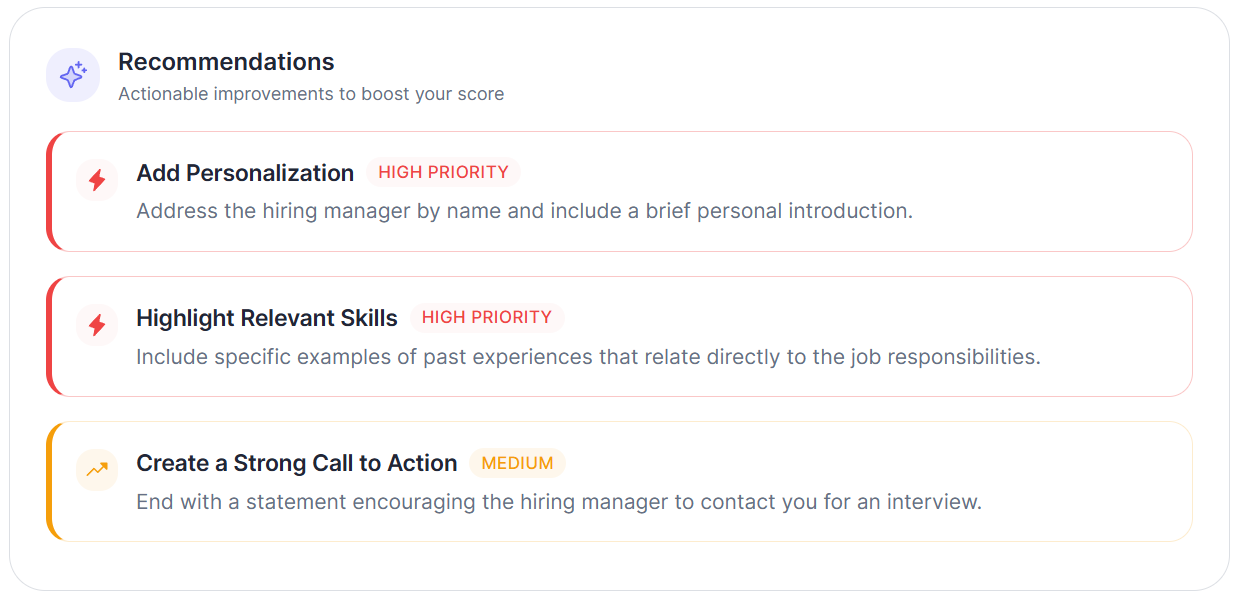 Cover letter toolbar preview
