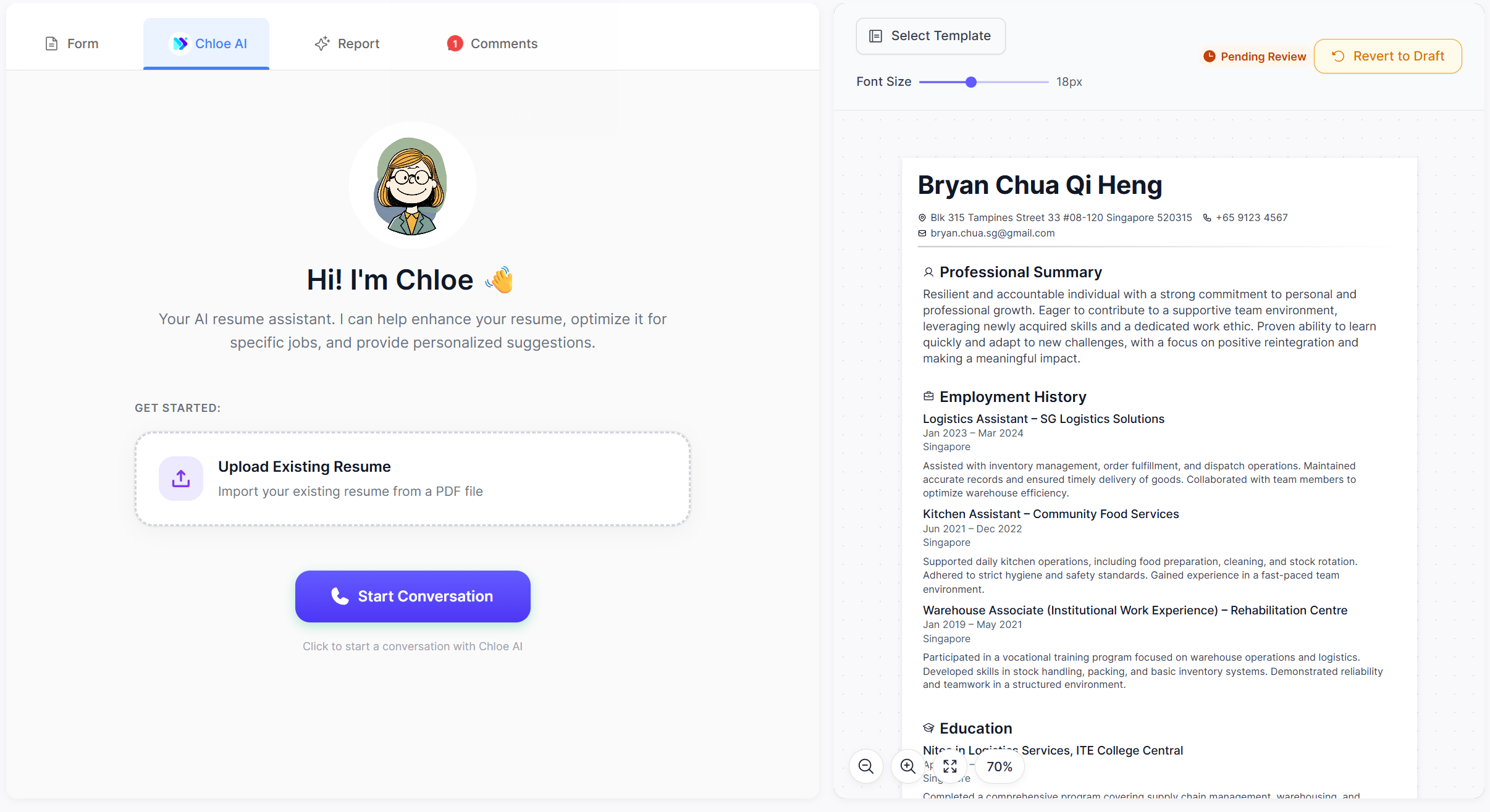Resumify landing preview